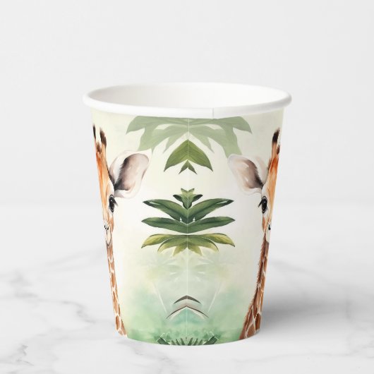 Cute Giraffe Jungle Baby Shower Party Beautiful Papieren Bekers (Rechts)