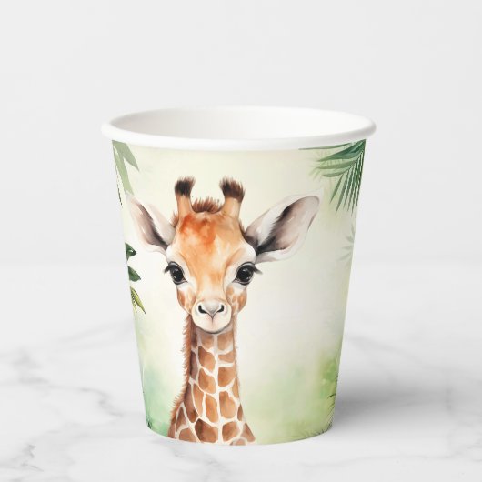 Cute Giraffe Jungle Baby Shower Party Beautiful Papieren Bekers (Voorkant)