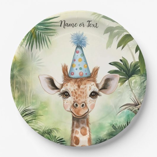 Cute Giraffe Jungle Baby Shower Party Beautiful Papieren Bordje (Voorkant)