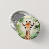 Cute Giraffe Jungle Baby Shower Party Beautiful Ronde Button 3,2 Cm (Voorkant /achterkant)