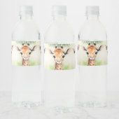 Cute Giraffe Jungle Baby Shower Party Beautiful Waterfles Etiket (Flessen)
