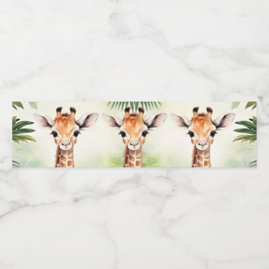 Cute Giraffe Jungle Baby Shower Party Beautiful Waterfles Etiket (Enkel label)