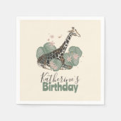 Cute Giraffe Jungle Botanical Animal Birthday   Servet (Voorkant)