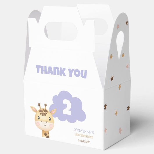 Cute Giraffe Jungle Safari Animal Birthday Bedankdoosjes (Geopend)