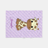 Cute giraffe kawaii cartoon kinder naam fleece deken (Voorkant (Horizontaal))