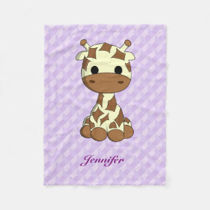 Cute giraffe kawaii cartoon kinder naam fleece deken