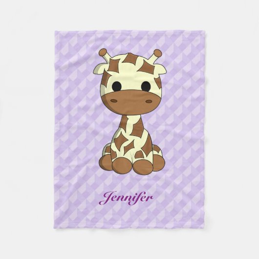Cute giraffe kawaii cartoon kinder naam fleece deken (Voorkant)