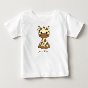 Cute giraffe kawaii cartoon name baby shirt
