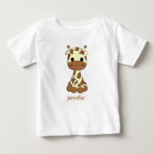 Cute giraffe kawaii cartoon name baby shirt (Voorkant)