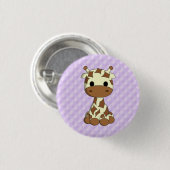 Cute giraffe kawaii cartoon paarse kinder knop ronde button 3,2 cm (Voorkant /achterkant)