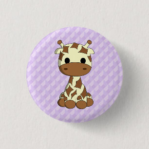 Cute giraffe kawaii cartoon paarse kinder knop ronde button 3,2 cm