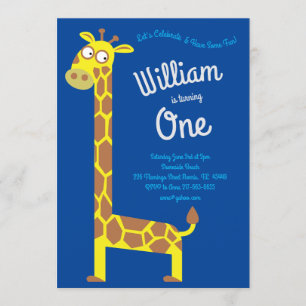 Cute Giraffe Kinder 1st Birthday Party Invitation Kaart