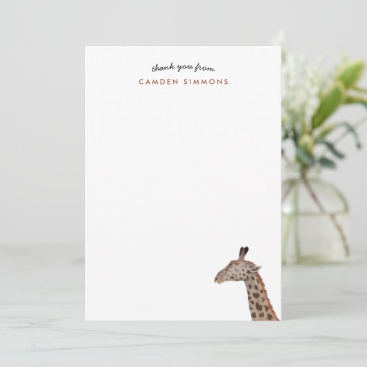 Cute Giraffe Kinder Briefpapier Bedankkaart (Staand voorkant)