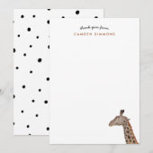 Cute Giraffe Kinder Briefpapier Bedankkaart (Voorkant / Achterkant)
