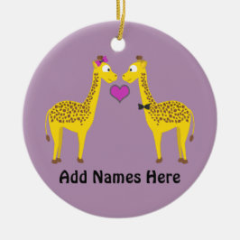 Cute Giraffe Love Keramisch Ornament