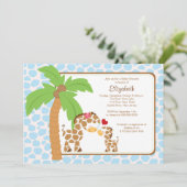 Cute Giraffe Ma & Baby Boy Baby shower Kaart (Staand voorkant)