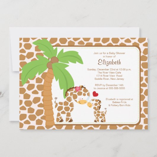 Cute Giraffe Mam & Baby Neutrale Baby shower Kaart (Voorkant)