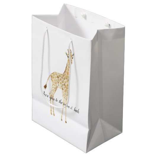Cute Giraffe          Medium Cadeauzakje (Voorkant Gekanteld)