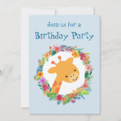 Cute Giraffe met een Floral Wreatday Party Kaart (Voorkant)