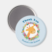 Cute Giraffe met een Floral Wreated Birthday Bedan Magneet (Voorkant / Achterkant)