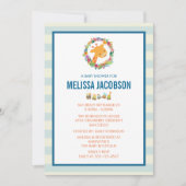 Cute Giraffe met Floral Wreate Baby shower Invite Kaart (Voorkant)