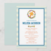 Cute Giraffe met Floral Wreate Baby shower Invite Kaart (Voorkant / Achterkant)