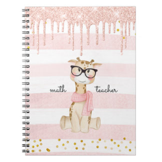 Cute Giraffe met Glasses Wiskunde Teacher Notitieboek