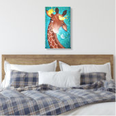Cute Giraffe met vogelschildering Canvas Afdruk (Insitu (Slaapkamer))