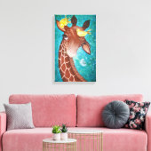 Cute Giraffe met vogelschildering Canvas Afdruk (Insitu (Woonkamer))