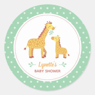 Cute Giraffe Moeder en Baby Shower Decoratie Ronde Sticker