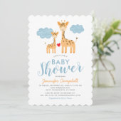 Cute Giraffe Moeder en Kind Baby Shower Kaart (Staand voorkant)
