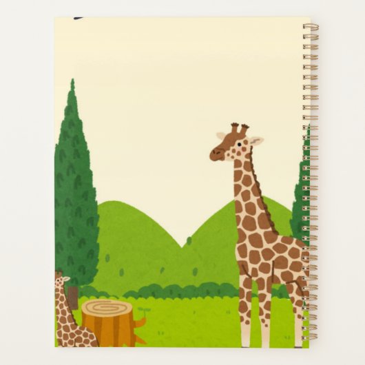 Cute Giraffe Notebook for Kids – Fun Animal Cover, Planner (Achterkant)