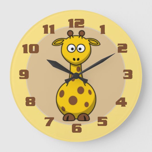 Cute Giraffe Nursery Grote Klok (Voorkant)