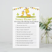 Cute giraffe Nursery Rhyme Quiz baby shower game (Staand voorkant)