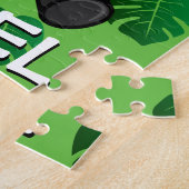 Cute Giraffe Oerwoud Green Name Cartoon Rainforest Legpuzzel (Zijkant)