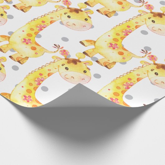 Cute Giraffe Oerwoud Nursery Baby New Born Gift Cadeaupapier (Hoek)