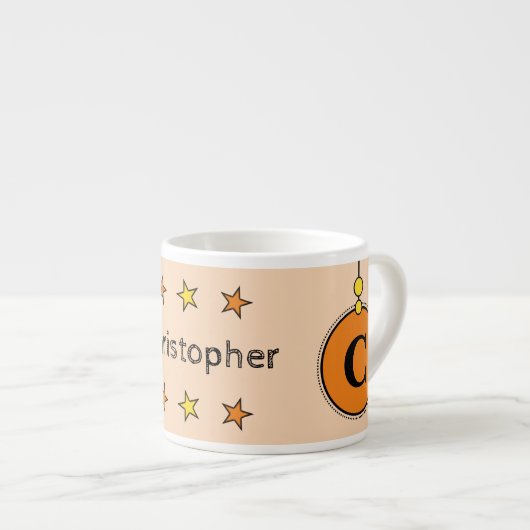 Cute giraffe oranje geel met sterren espresso kop (Voorkant rechts)