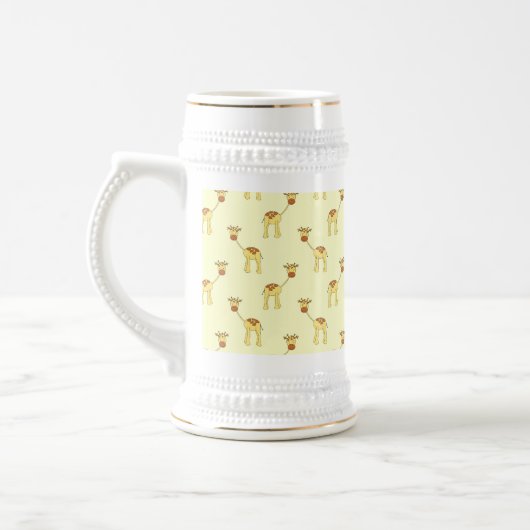 Cute Giraffe Pattern op Yellow. Bierpul (Links)
