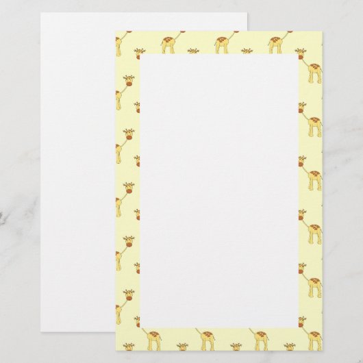 Cute Giraffe Pattern op Yellow. Briefpapier (Voorkant / Achterkant)
