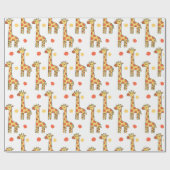 Cute Giraffe Pattern Yellow Cartoon Animal Print Cadeaupapier (Vlak)