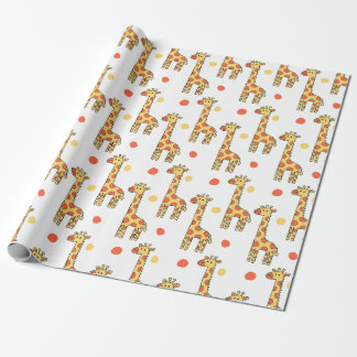 Cute Giraffe Pattern Yellow Cartoon Animal Print Cadeaupapier