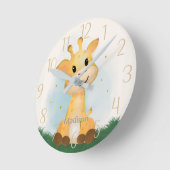 Cute Giraffe Personalized Gender Neutral  Ronde Klok (Hoek)