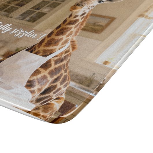 Cute Giraffe Personalized Glass Cutting Board Snijplank (Hoek)