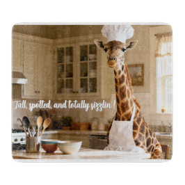 Cute Giraffe Personalized Glass Cutting Board Snijplank