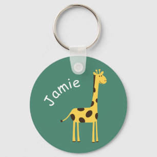 Cute Giraffe Personalized Green Sleutelhanger