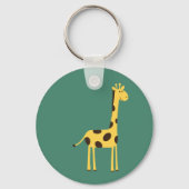 Cute Giraffe Personalized Green Sleutelhanger (Achterkant)