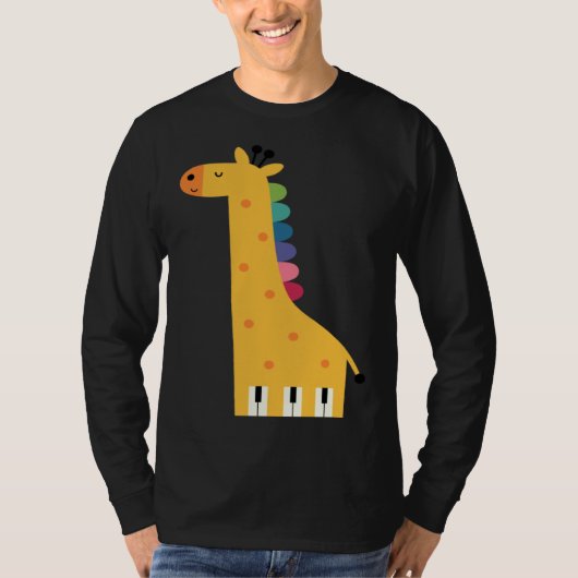 Cute Giraffe Piano Music T-shirt (Voorkant)