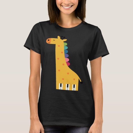 Cute Giraffe Piano Music T-shirt (Voorkant)