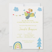 Cute Giraffe Pilot Baby shower Invitation Kaart (Voorkant)