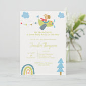 Cute Giraffe Pilot Baby shower Invitation Kaart (Staand voorkant)